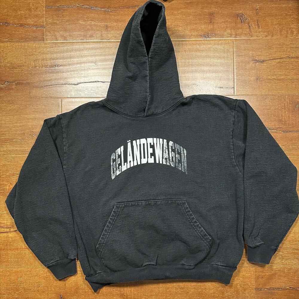Period Correct Hoodie Sweater Mens XL Black Acid Wash Oversized Geladewagen
